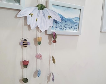 Spring Wall Hanging Printable, DIY Paper Spring Decor, Nature Classroom & Home Decor, Cute Animal Paper Hanging Mobile, Kids Room Decoration