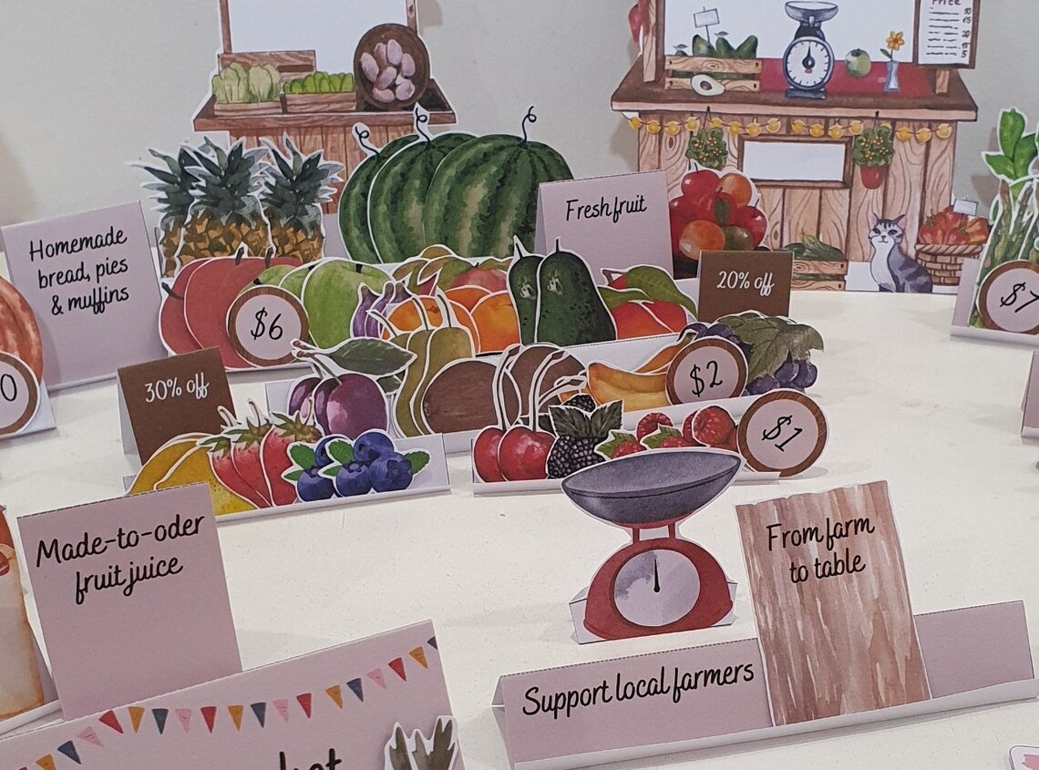 Farmers Market Printable Play Set Pretend Play Kids DIY - Etsy