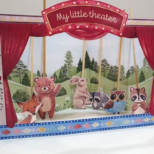 My Little Paper Puppet Theater, Fairytale Puppet Theater, DIY Kids Paper Craft, Woodland Animal Puppets, Unicorn Storytelling, Flower Fairy