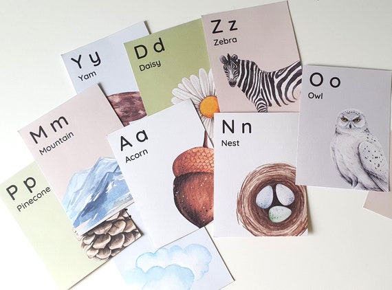 Nature Alphabet Flashcards, Alphabet Flashcards, ABC Flashcards, Nature, Animal Flashcards, Kindergarten, Preschool, Homeschool, Montessori