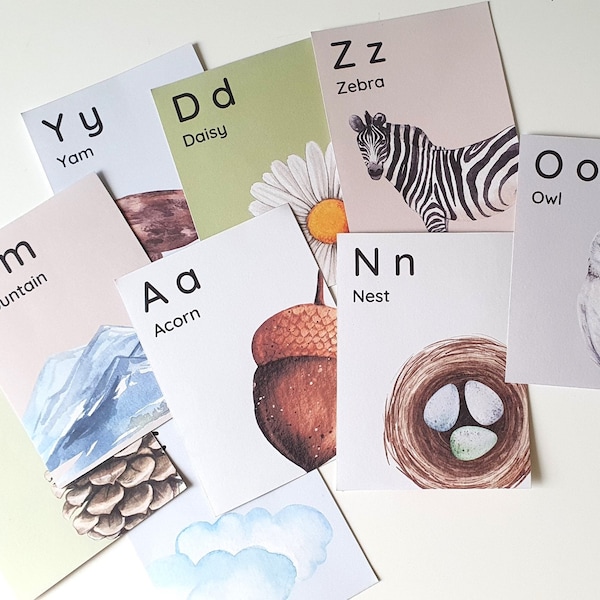 Nature Alphabet Flashcards, Alphabet Flashcards, ABC Flashcards, Nature, Animal Flashcards, Kindergarten, Preschool, Homeschool, Montessori