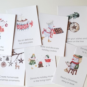 25 Printable Advent Activity Cards for Kids, Kids Action Cards, Christmas Bucket List, Printable Christmas Activity, Kids Advent Calendar