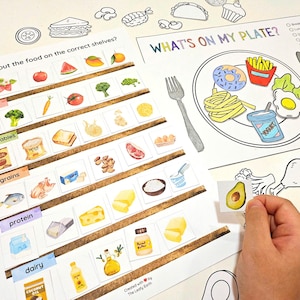 Jeu de tri par groupes d'aliments, Préparation d'un plat pour les repas, Alimentation saine, Tri des aliments, Fruits-légumes, Activité nutritionnelle Identification des groupes d'aliments, Coloriage