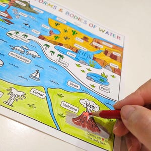 Landforms and Bodies of Water Poster, 40 Types, Map Labeling, Checklist ...