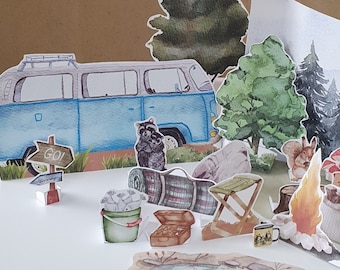 Build a Campsite, Printable Campsite Diorama, Camping Play Set, Paper Scene, DIY Kids Paper Craft, Camping Pretend Play, Animal Puppets