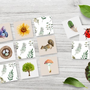 Jeu d'associations sur la mémoire de la nature, Jeu de mémoire sur la nature, Jeu à imprimer, Jeu d'associations, Jeu préscolaire, Activité scolaire à la maison, Jeu Montessori