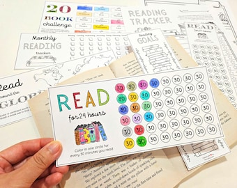 Reading Log and Tracker Printable, Coloring Reading Journal, Kids Reading Planner, Summer Reading Log, Seasonal Reading Tracker, Book Chart