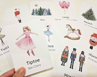 16 Nutcracker Story Movement Cards, Christmas Movement Cards, Kids Action Cards, Circle Time, Educational Preschool, Kids Calm Down Activity