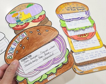Cheeseburger Book Report and Cover Design, Creative Book Review, 7 Layer Burger, Reading Response, Paper Burger Craft, Literary Genre Review