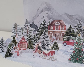 Build a Christmas Village, Printable Christmas Diorama, Christmas Play Set, Paper Scenery, Paper Crafts, DIY Holiday Decor, Paper Houses