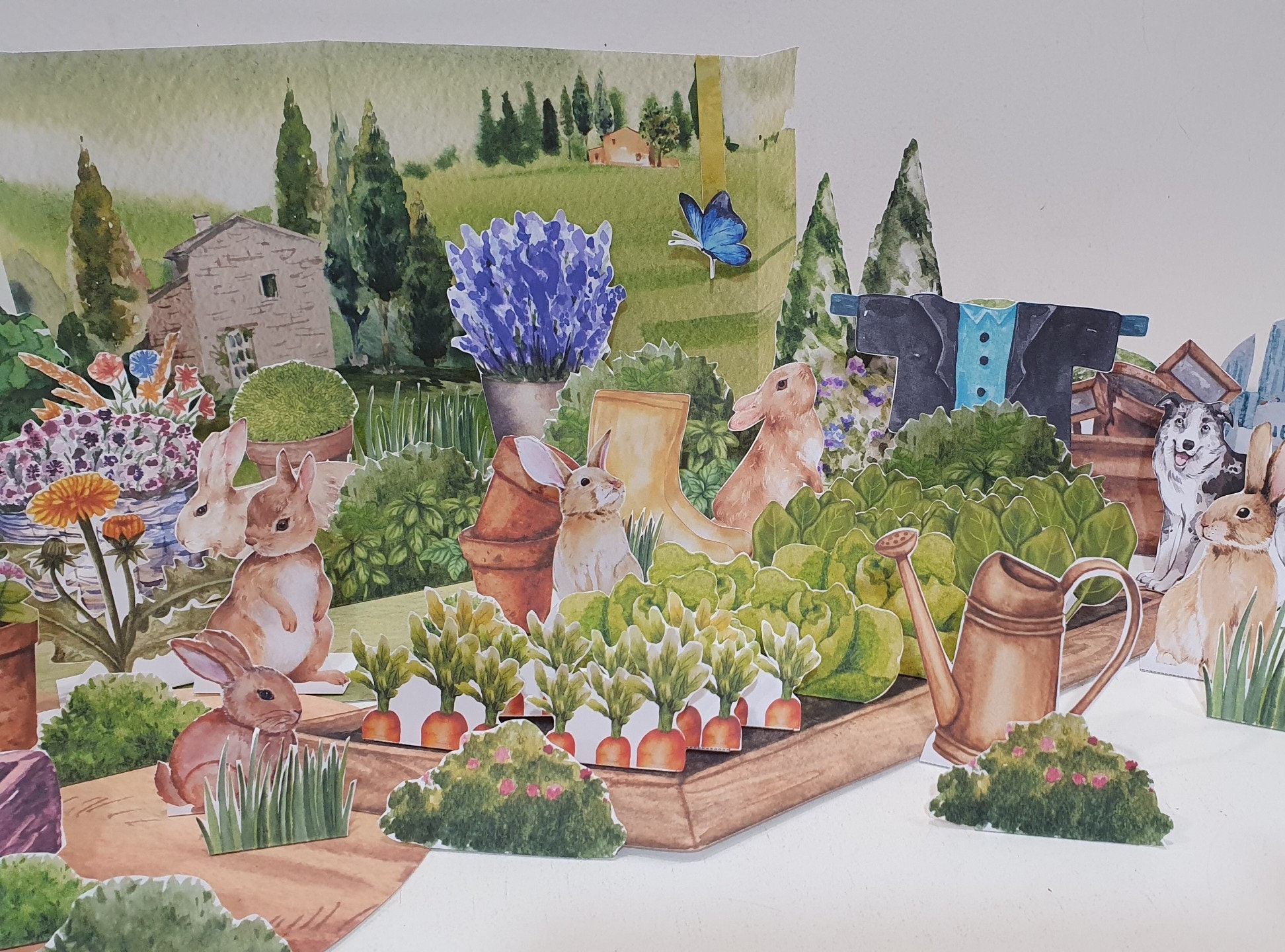 Build a Rabbit Garden, Printable Diorama, Paper Garden Scene, DIY…