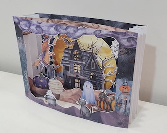 Halloween House Pop up Printable, Pop up Greeting Card, Halloween Scene, DIY Paper Crafts, Paper Haunted House, Halloween Paper Decor