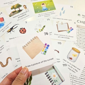 230 Naturaktivitätskarten für Kinder, Basteln, Lernen im Freien, Montessori, Homeschool, Kindergarten, Waldschule und Naturspielideen