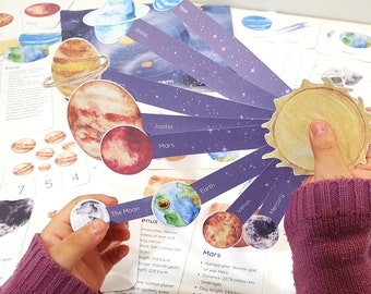 Solar System Activity Pack, Space Unit Study, Solar System Model and Posters, Homeschool Montessori Astronomy Study, Preschool Planet Cards