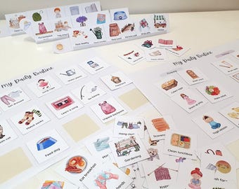 400 Kids Routine Cards & Charts, Printable Routine Chart, Visual Schedule Cards, Morning Afternoon Evening Routines, Kids Chores Chart