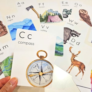 Camping Alphabet Flashcards, Summer Camp, Forest School, Preschool Camping, Nature ABC Flashcards, Homeschool, Montessori, Summer School