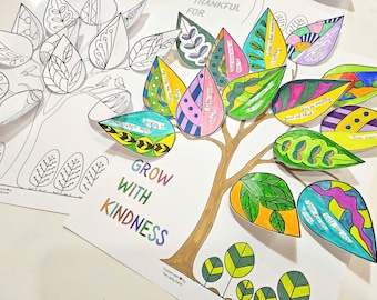 3D Kindness Trees Craft, Gratitude Tree Activity, I am Thankful for, Printable Autumn Craft, Thankful Tree, Thanksgiving Craft, Mother's Day