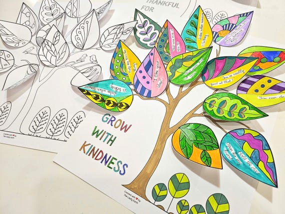 3D Kindness Trees Craft, Gratitude Tree Activity, I am Thankful for, Printable Autumn Craft, Thankful Tree, Thanksgiving Craft, Mother's Day