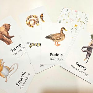 20 Animal Movement Cards, Movement Activity, Action Cards, Circle Time, Educational Preschool, Calm Down Activity, Montessori Flashcards image 4