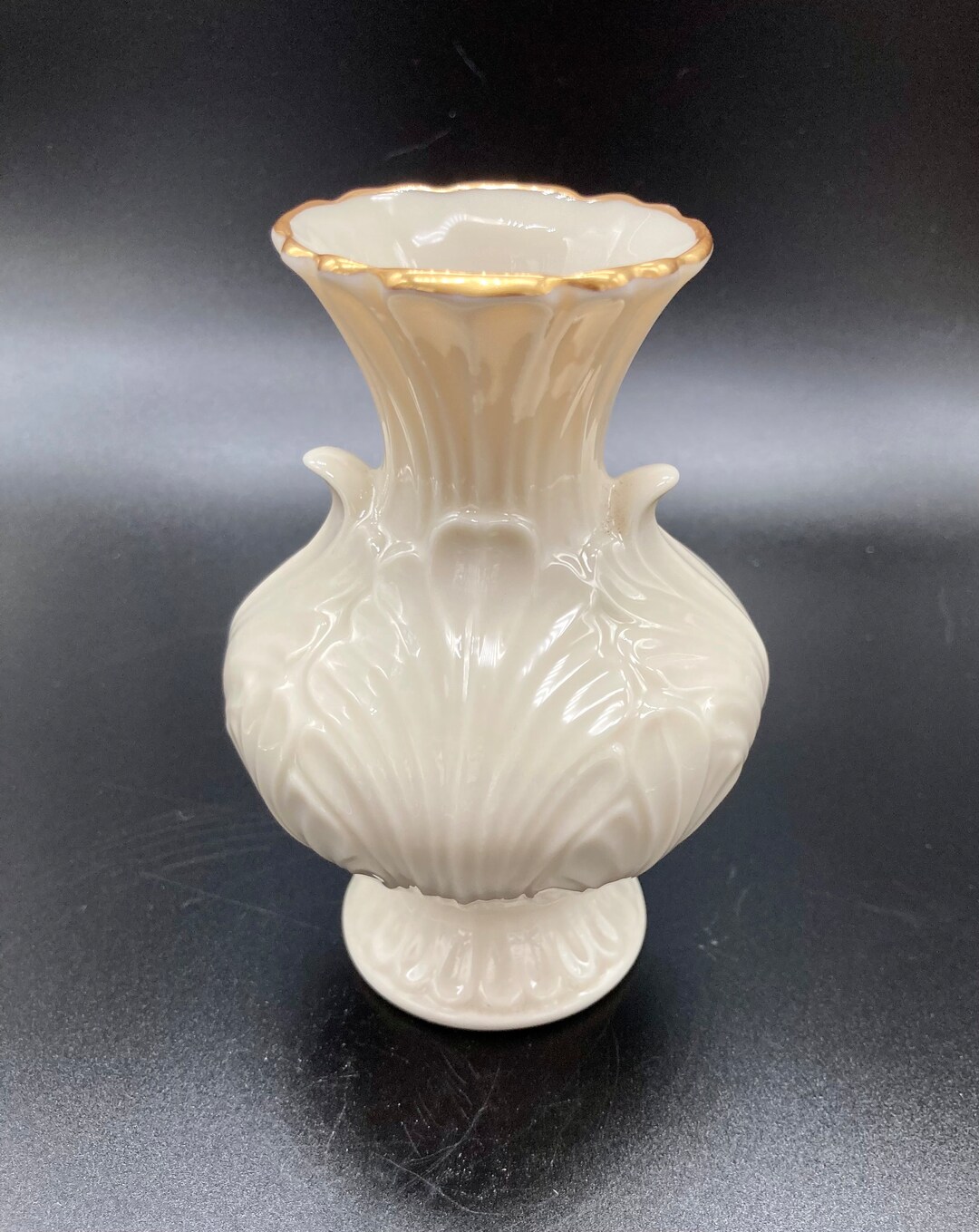 Lenox Ivory Vase With Leaf Pattern and Gold Trim Etsy