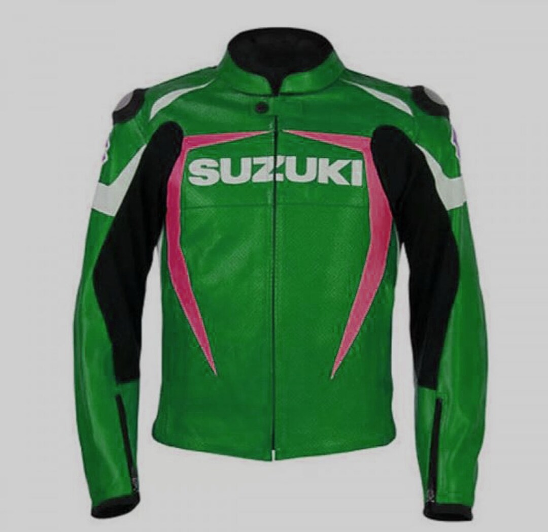 Elegant SUZUKI Green-black, Pink Color Motorcycle Armoured Cowhide ...