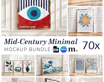 70 minimalistische fotolijst-mockups uit het midden van de 20e eeuw: Canva-sjablonen, PSD & Moqivo (digitale download)