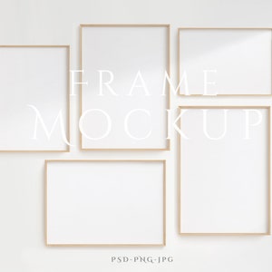 Frame Mockup A4 | 5 Frame Mockup | Frame Mockup Set | Wall Frame Mockup Set of 5 | Wall Art Frame Mockup ISO | Minimalist Mockup | PSD PNG