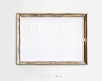Querformat Rahmen Mockup A4 | Rustikaler Rahmen Mockup | Antike Wand Kunst Mockup | Horizontaler Rahmen | Vintage Rahmen Mockup | Holzrahmen Mockup