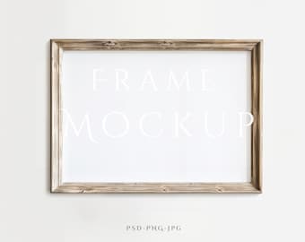 Landscape Frame Mockup A4 | Rustic Frame Mockup | Antique Wall Art Mockup | Horizontal Frame | Vintage Frame Mockup | Wood Frame Mockup