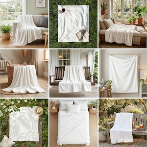 50 Printify Blanket Mockups Bundle: PSD, PNG, Canva Drag and Drop Mockups (Digital Download) image 4
