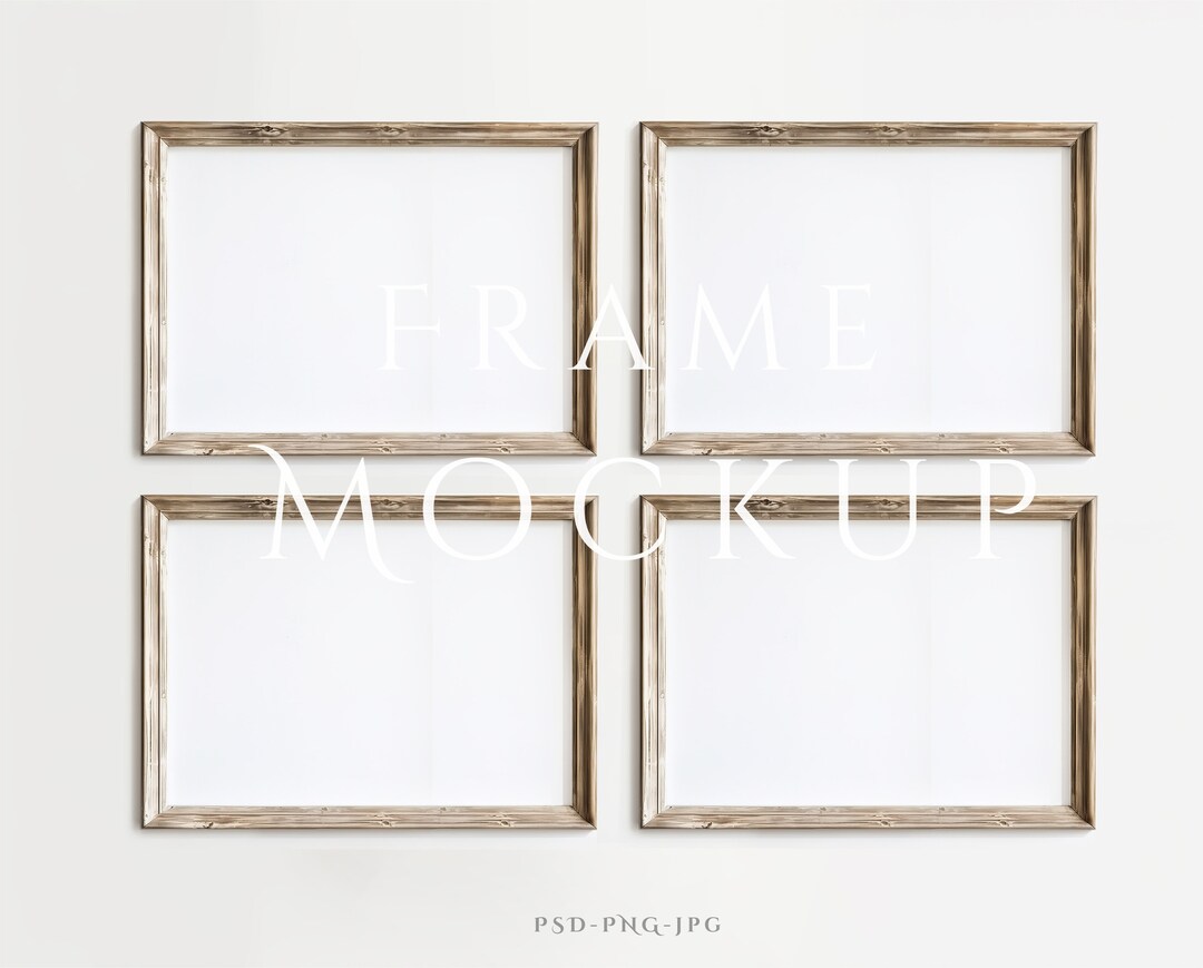 4 Landscape Frame Mockup A4 | Rustic Frame Mockup | Antique Frame Mock ...