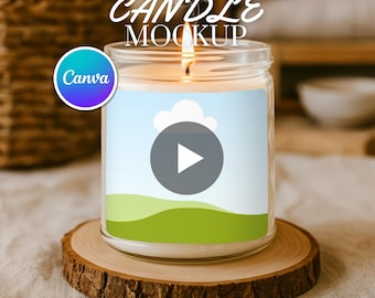 Canva用キャンドルビデオモックアップ：香り付きキャンドルビデオモックアップ、Canvaドラッグアンドドロップ（デジタルダウンロード）