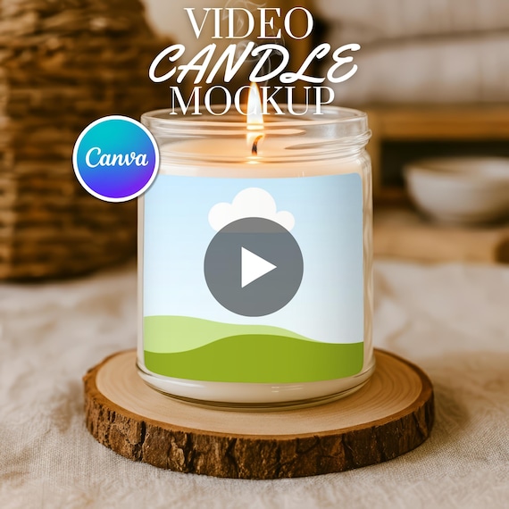 Candle Video Mockup for Canva: Scented Candle Video Mockup, Canva Drag and Drop (Digital Download)