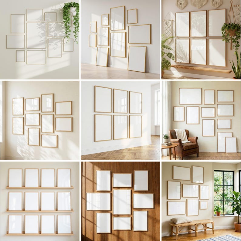 80x Gallery Frame Mockup Bundle: PSD Smart Objects, Canva Drag and Drop (Digital Download) image 3