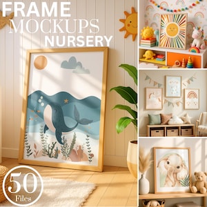 50 Nursery Frame Mockup Bundle, PSD Nursery Frame Mockups, Kids Frame Mockups, Frame Mockups, Baby Room Frame Mockup, Nursery Mockup Bundle