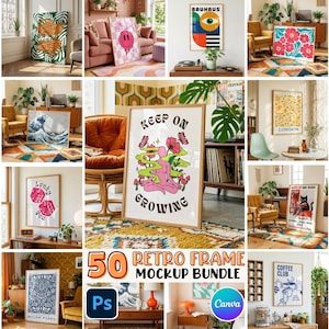 50 x retro lijstmodelbundel: PSD-slimme objecten en slepen-en-neerzetten (digitale download)