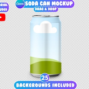 Canva Soda Can Mockup, Party Favor Mockup, Soda Can Drag and Drop, Canva Soda Can Party Favor, Canva Template, 25 Backgrounds