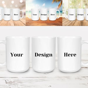 15oz Mug Full Wrap Mockup Bundle | Canva 15oz Mug Mockup | PSD PNG Mug Mockup | 3 Mug Mockup | Mug Sublimation Wrap Mockup | 15oz Mug Mockup