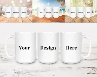 15oz Mug Full Wrap Mockup Bundle | Canva 15oz Mug Mockup | PSD PNG Mug Mockup | 3 Mug Mockup | Mug Sublimation Wrap Mockup | 15oz Mug Mockup