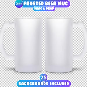 Mockup di boccale di birra smerigliato, Mockup di boccale di birra smerigliato da 16 once, Printify Tazza smerigliata, Canva Drag and Drop, Mockup di vetro di lattina di birra, Lattina smerigliata da 16 once
