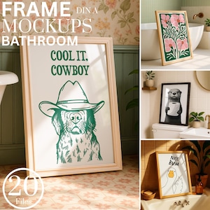 20 Bathroom Frame Mockup Bundle, PSD Frame Mockups, Photoshop Frame Mockups, DIN A Frame Mockups, Bathroom Frame Bundle, Wall Art Mockups