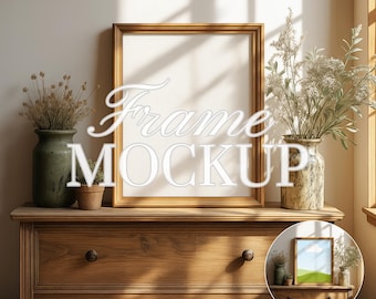 Rustic Frame Mockup, PSD Frame Mockup, Single Frame Mockup, Farmhouse Frame Mockup, Vintage Frame Mockup, Boho Frame, Antique Frame Mockup