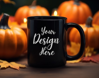 11 Unzen Schwarze Tasse Mockup | Kürbis Tasse Mockup | Tasse Mockup JPG PSD | 11 oz Kaffeebecher Mockup | Halloween Tasse Mockup | Herbst Becher, Sublimationsbecher