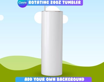 May include: White 20oz stainless steel tumbler with a straw. The tumbler is on a green grassy background with a blue sky.