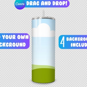 Canva Drag and Drop 20oz Tumbler Mockup | Canva Tumbler Template | Add Your Own Background Mockup | 20oz Mock up | 4 Backgrounds Included