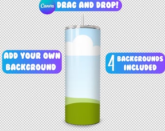 Canva Drag and Drop 20oz Tumbler Mockup | Canva Tumbler Template | Add Your Own Background Mockup | 20oz Mock up | 4 Backgrounds Included