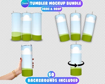 20oz Canva Tumbler Mockup, Drag and Drop Mockup, Canva Tumbler Template, Tumbler Mockup Canva, Tumbler Mockup, 50 Backgrounds Included