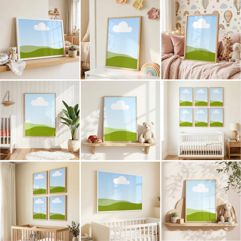 100 x mock-upbundel voor kinderkamerlijst: canva slepen en neerzetten, DIN A-verhouding (digitale download) afbeelding 4