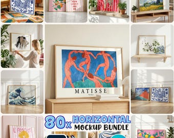 80x Horizontal Frame Mockup Bundle: PSD Frame Mockups, Canva Drag & Drop Templates (Digital Download)