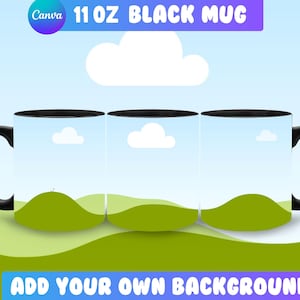 11oz Black Mug Mockup: Full Wrap Canva Template (Digital Download)